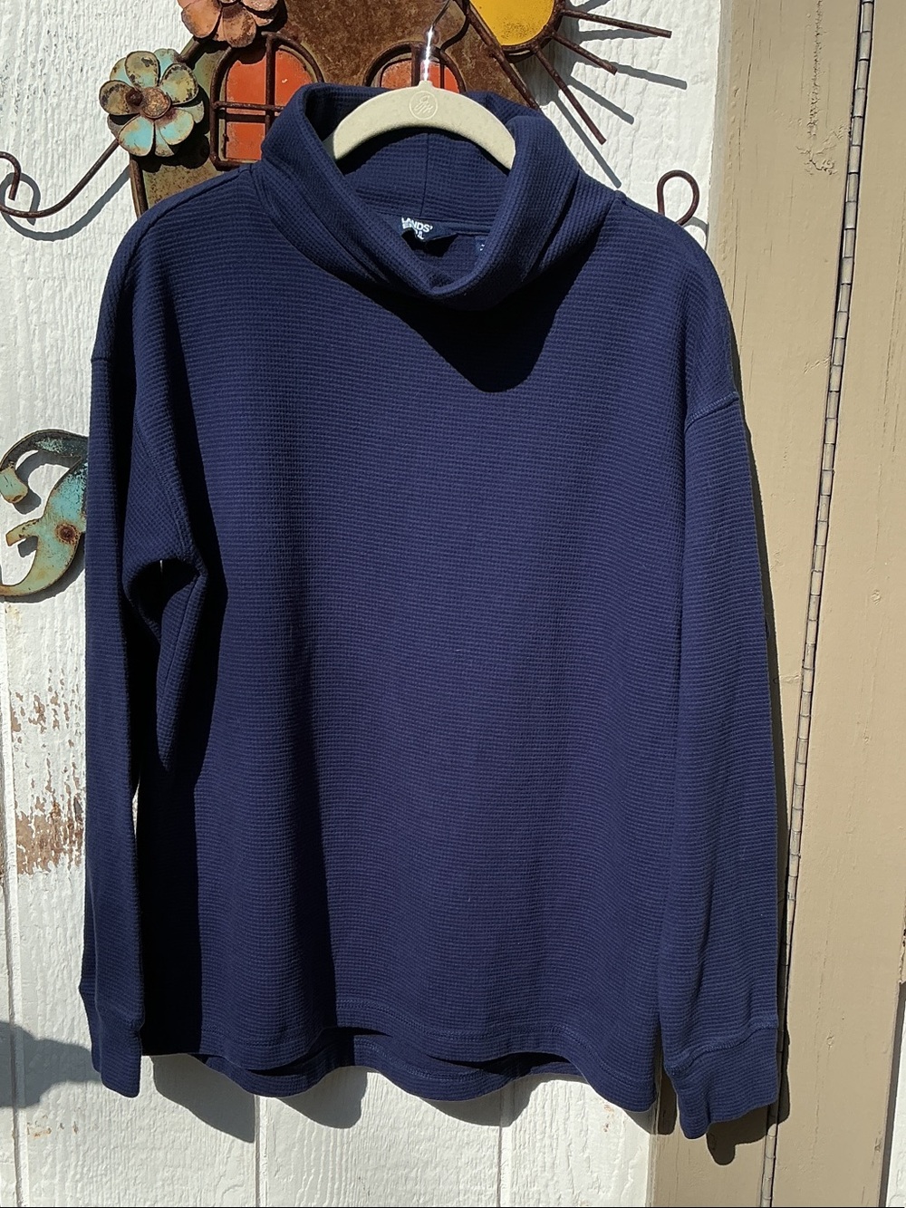 Lands' End Navy Funnel Neck Pullover Sweater